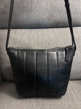 American Leather Co. Black Quilted Leather Crossbody Bag
